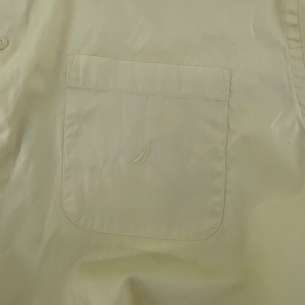 Nautica Mens Yellow 2 Ply Cotton Button Down Shirt Size 17 34/35 Long Sleeve - Picture 12 of 13